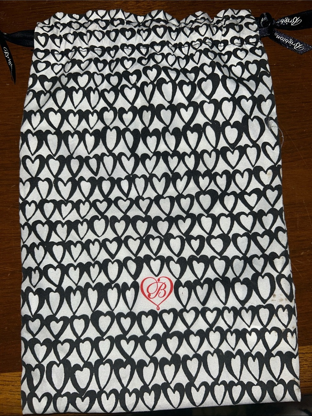 Brighton Black and White Heart Print  dust cover/ jewelry holder.